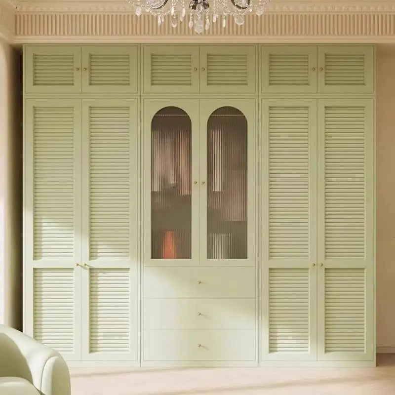 Green Partition Luxury Wardrobe Square Simple Drawers Storage Cabinets Wardrobe Wooden Modern