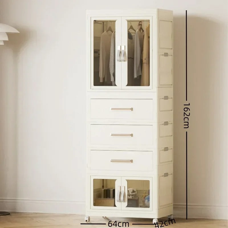 Thickened Multi-Layer Plastic Storage Cabinet for Home Bedroom Baby Closet Organizer No Installation